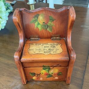 Vintage Wooden Recipe Card Box Handmade Farmhouse Decor Hinged Lid with Recipes